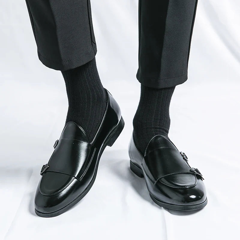 Man Leather Shoes Formal Monk Man Business Office Male Casual Dress Derby Shoes Buckle Wedding Party Luxury Botas Para Hombre