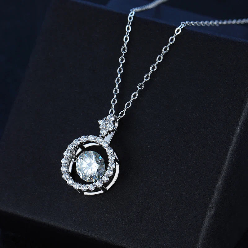 1/0.8 CT Moissanite Pendant For Women Simulated Diamond Necklace S925 Sterling Silver Jewelry Girl Valentine's Day Gift