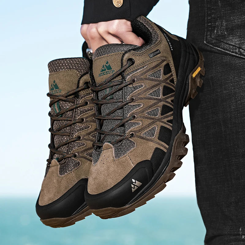 Mens Hiking Shoes Breathable Lace Up Trekking Male Cushioning Outdoor Climbing Tourism Sneakers for Men