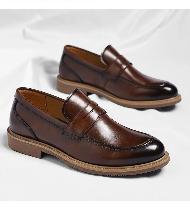 British Style Business Casual Shoes for Man Spring Autumn New Designer Leather Shoes Male Solid Color Men's Dress Elegant Shoe