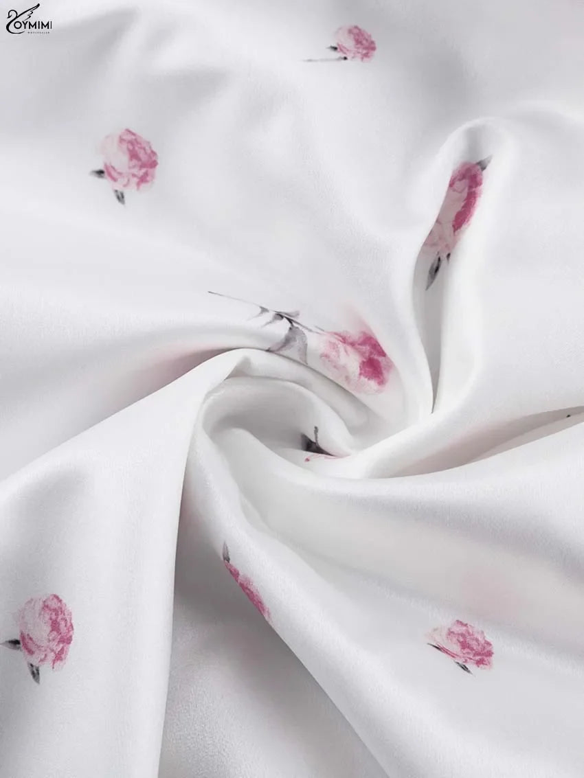 Casual White Print Dresses For Woman Fashion V-Neck Batwing Sleeve Dresses Elegant Straight Floor-Length Dress Streetwear