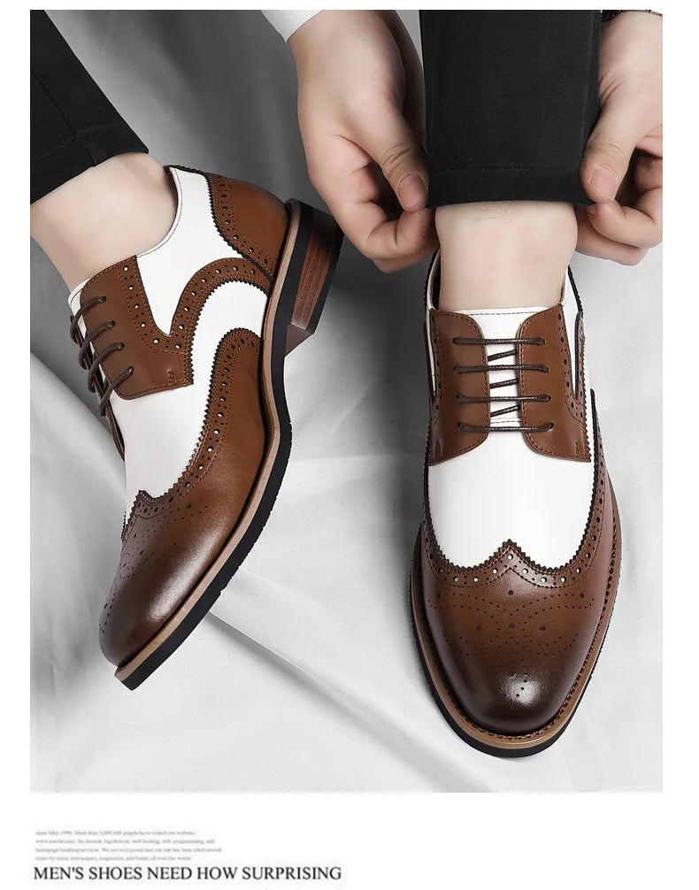 2026 New Brocker-carved Derby Men's Shoes Spring Summer New Business Formal Casual Shoes Male Fashion Big Size Leather Shoe Man