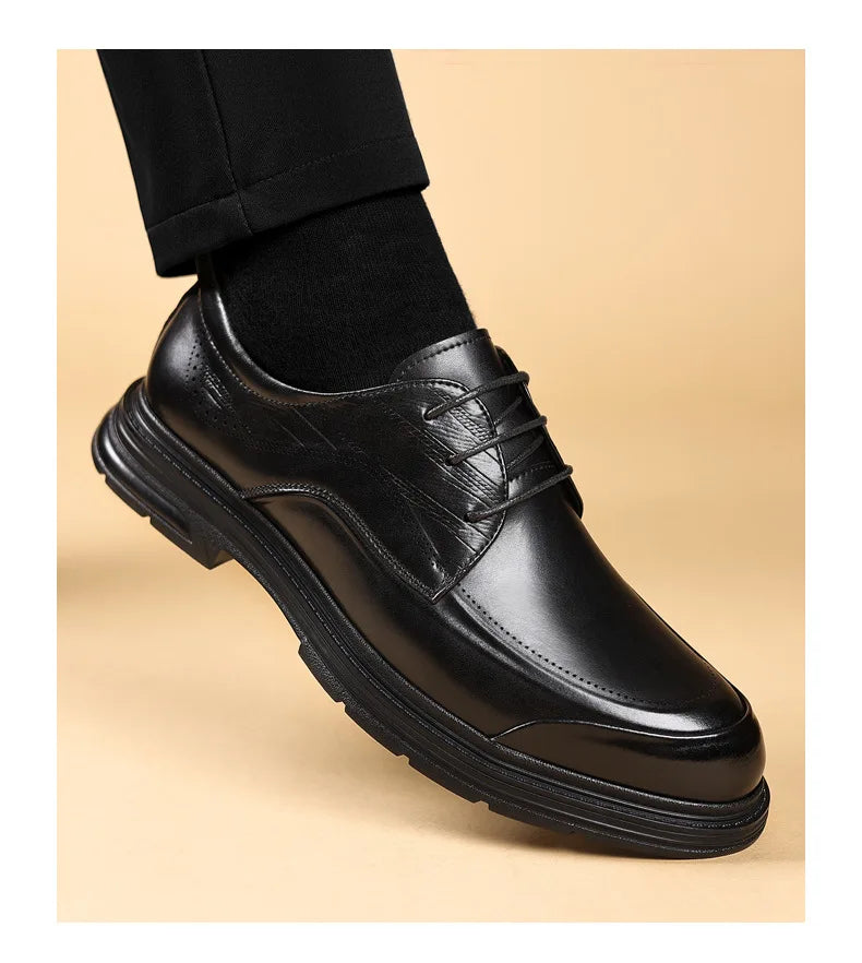 British Retro Formal Leather Shoes for Men Autumn New Designer Platform Dress Shoes Male Fashion Lace Commuter Office Shoe Man