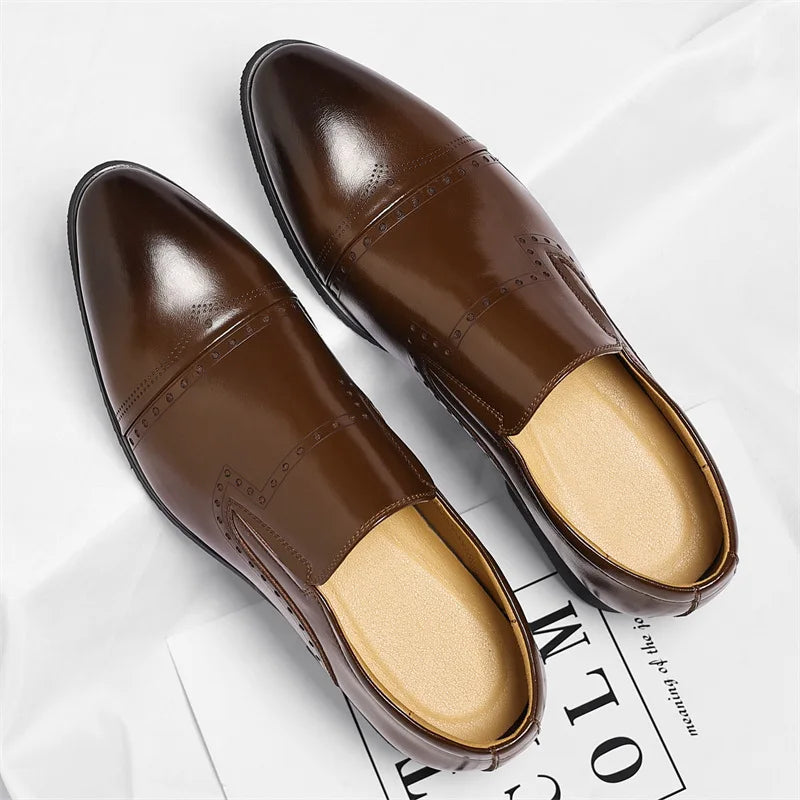 Big Size Dress Shoes for Men Solid Color Summer Autumn Fashion Business Casual Shoes Male British Style Cow Leather Shoe Man