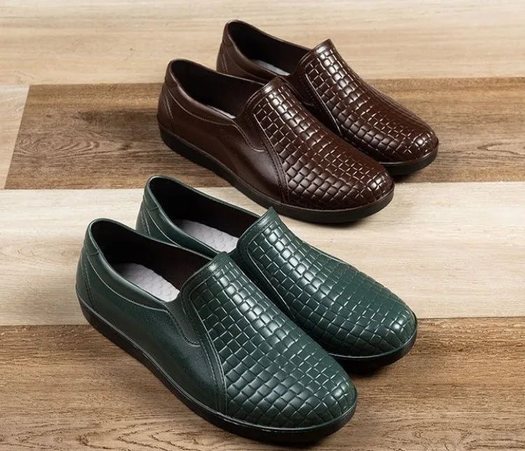 Men's Waterproof Non Slip Rain Shoes Low Cut Kitchen Work Shoes Soft Sole Outdoor Fishing Durable Rubber Shallow Water Shoes