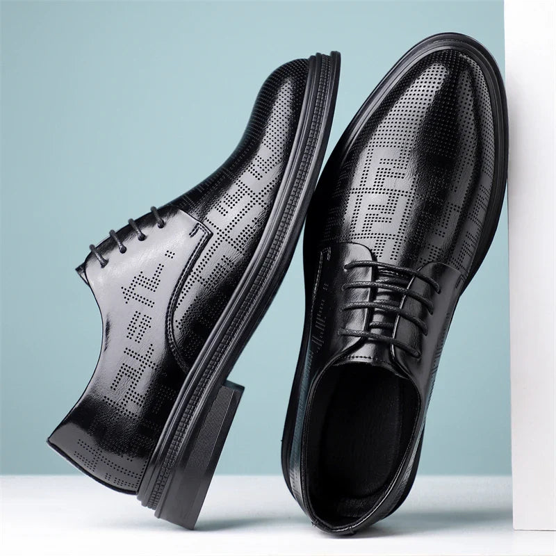 summer Men Elevator Shoes Dress Shoes Formal Leather Quality Busincess Lift 6CM 8CM Height Increased Man Elegance Wedding Shoes