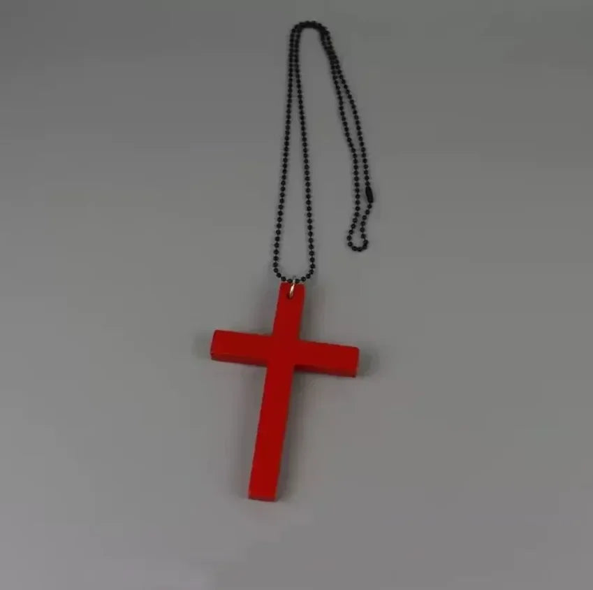 Y2K Wood Cross Pendant Necklace for Women Men Vintage Cool Spicy Girls Hip Hop Fashion Necklace Party Jewelry Accessories Gift