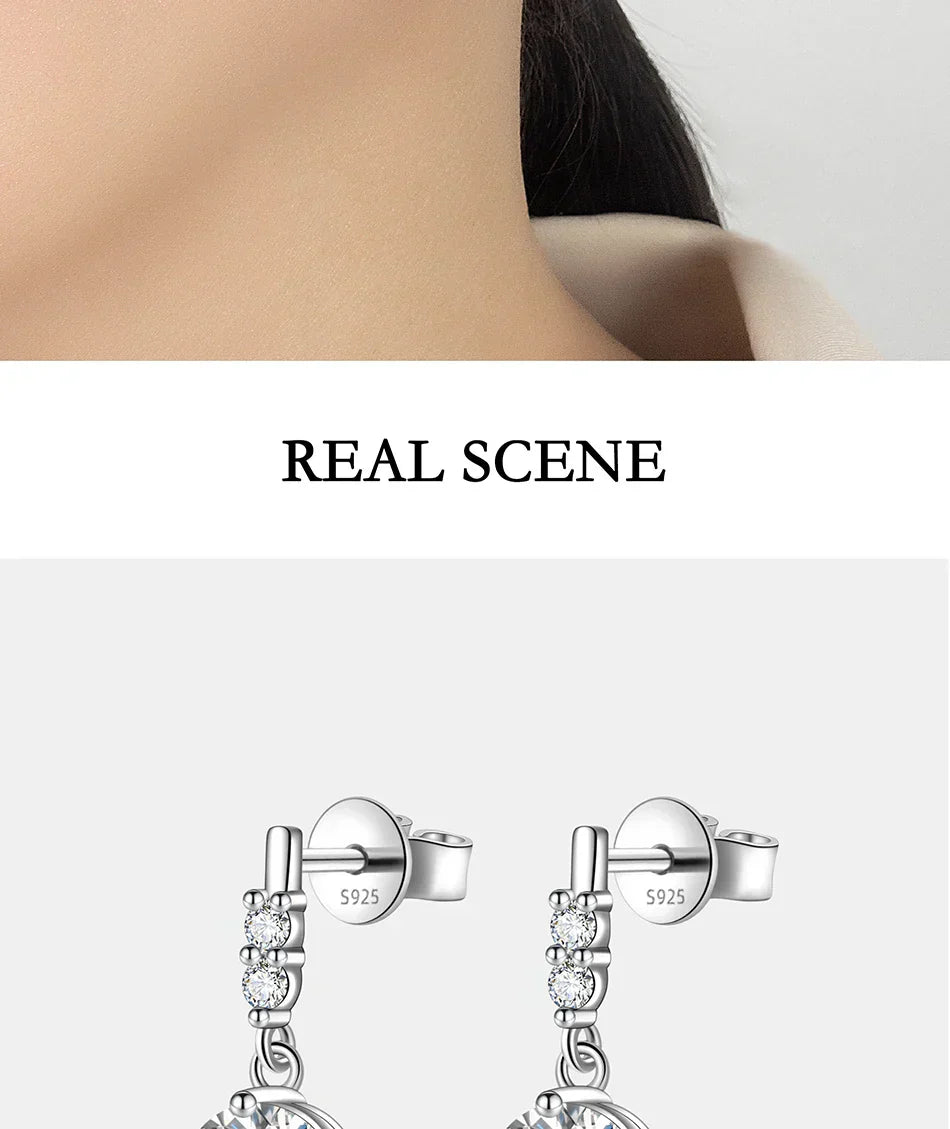 0.5/1CT Moissanite Drop Earring Women S925 Pure Silver Four Claw Laboratory Diamond Fashion Luxury Wedding Jewelry