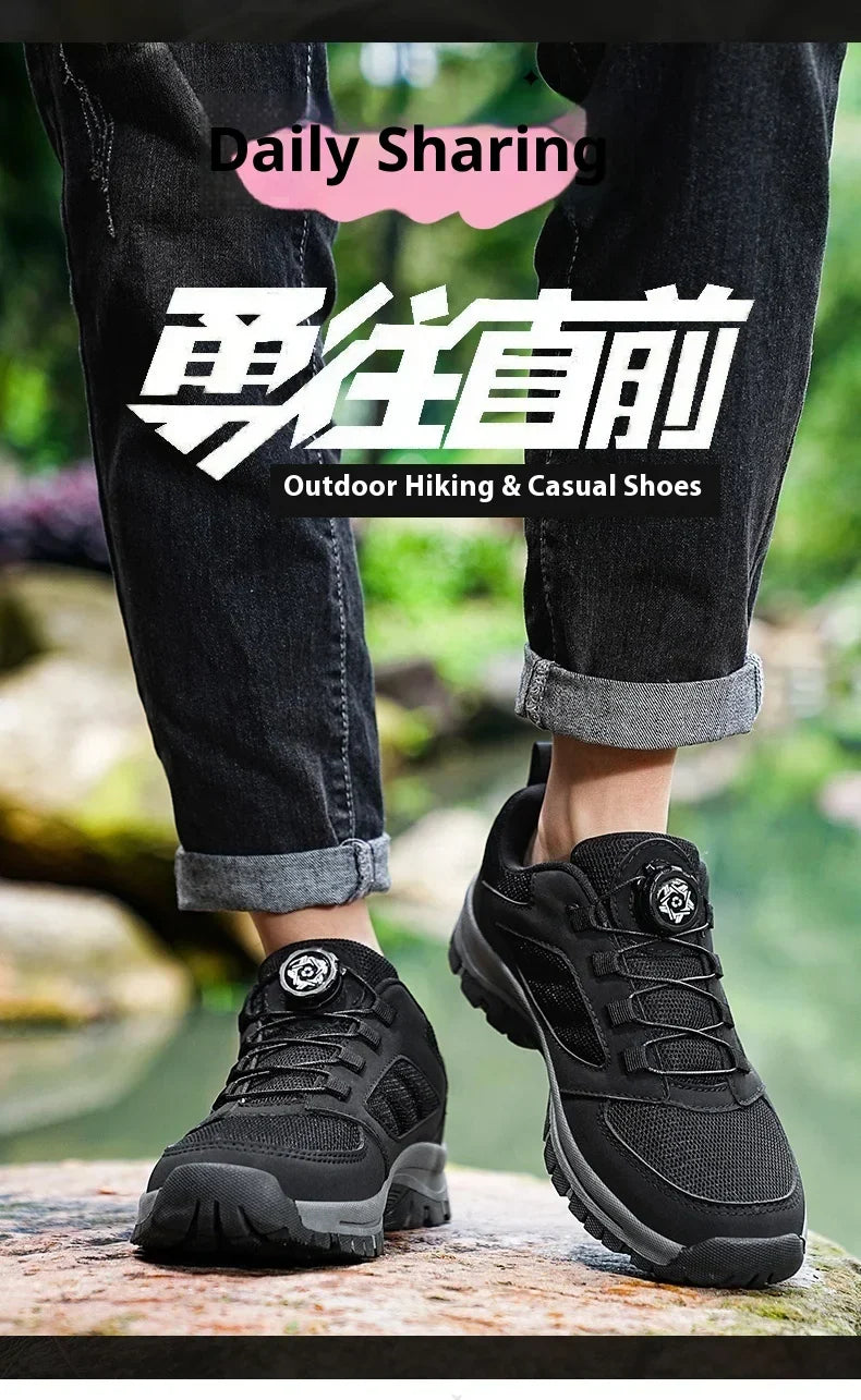 Men'S Spring And Autumn Outdoor Sports Shoes With Rotating Buckle Convenient Comfortable Anti Slip Hiking Shoes Large Size 39-48