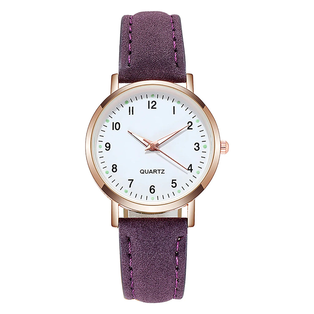 Ladies Diamond-Studded Luminous Retro Female Watch Leather Belt Quartz Watch Women Simplicity Casual Decoration Wristwatches