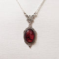 Gothic Vampire Necklace Vintage Stardust Crystal Cameo Pendant Necklace Punk Style Vampire Pendant Oval Satanic Demon Necklace
