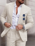 2 Piece Fashion Linen Suits for Men Chic Peak Lapel Double One Button Male Suit Slim Fit Business Casual Wedding Tuxedo Costume