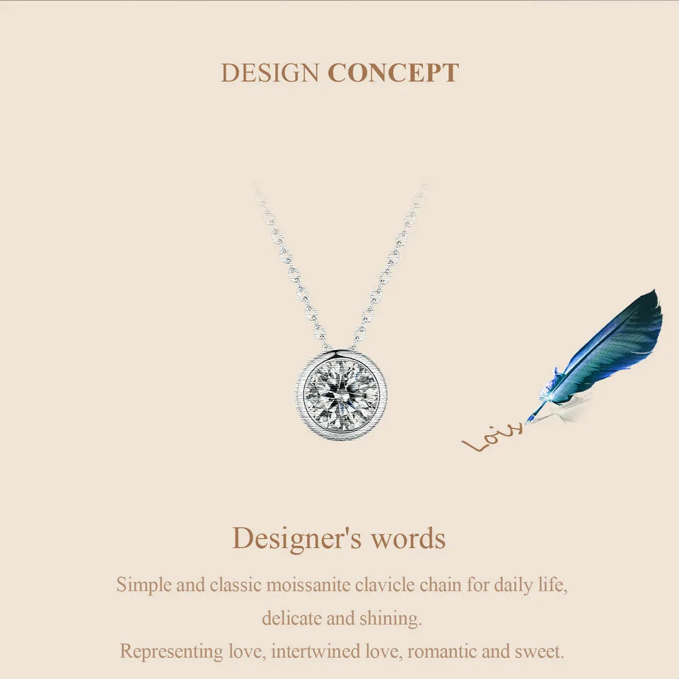 White Gold Plated Moissanite Necklace for Women, 925 Silver Pear/Round Solitaire Moissanite Pendant Valentines Day Gift