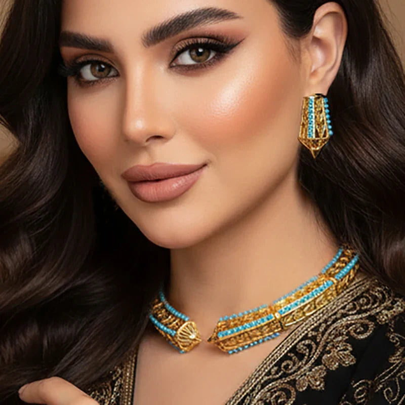 Trendy Fashion 4PCS Luxury Indian Jewelry Sets For Women Wedding Party Indian Dubai Bridal jewelry Sets