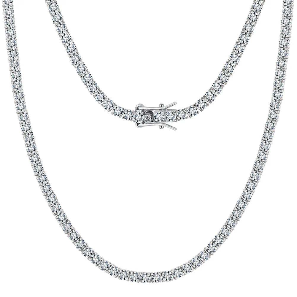Classic Moissanite Diamond Tennis Necklace for Women 2/3/4mm 925 Silver Original GRA Certified Clavicle Chain MON01