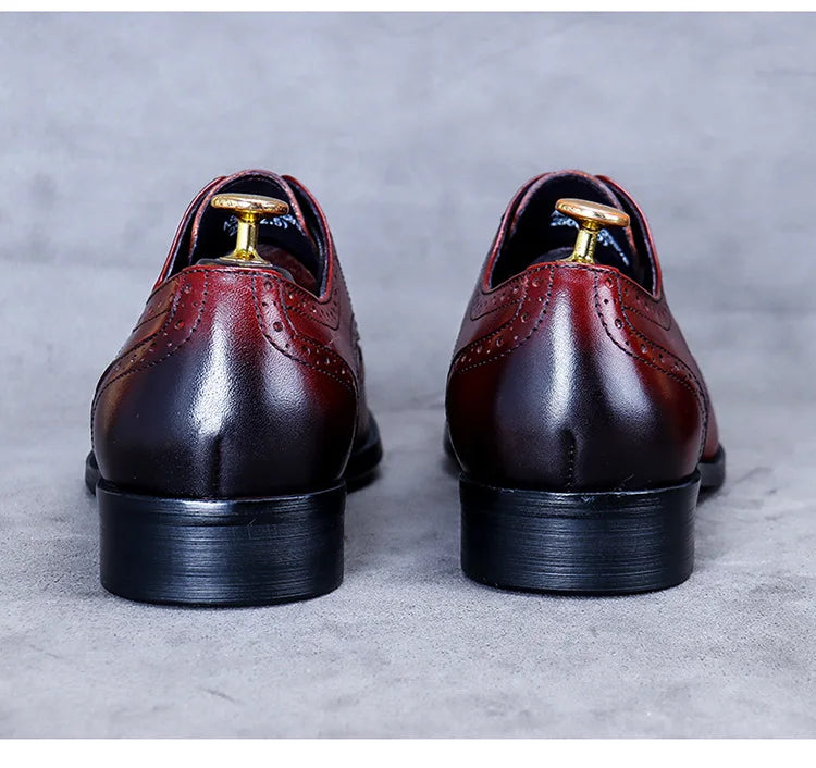 New Men Dress Handmade Shoes Genuine Leather Male Oxford Italian Classic Vintage Lace-up Men's Brogue Shoes Oxford