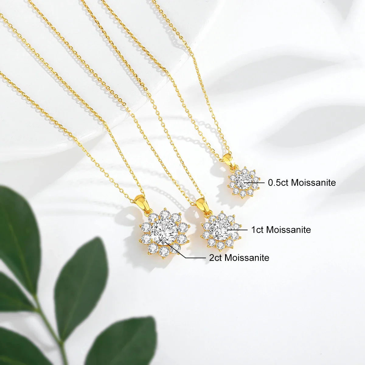 Sunflower 18K Gold Moissanite Pendant Women Wedding Lab Diamond Necklace Charm for Engagement Party Bridal Jewelry Accessorise