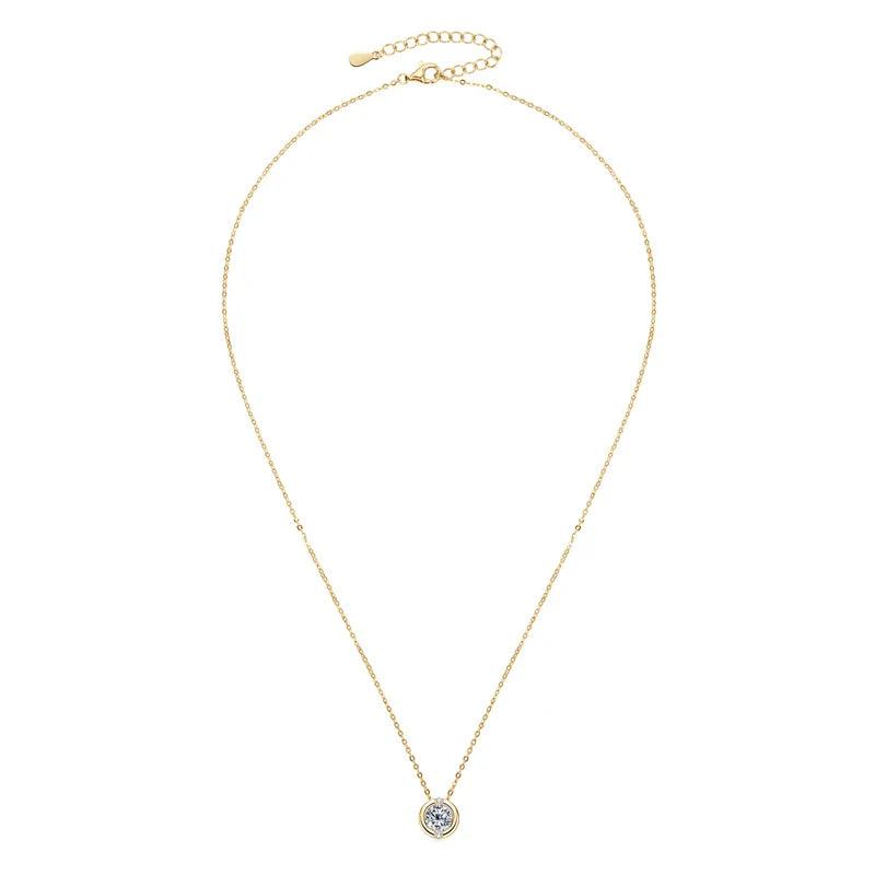 GRA Certified 6.5mm Sparkling Moissanite Round Pendant Necklace for Women 925 Sterling Silver Wedding Fine Jewelry Gift