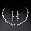 Silver Color Pearl Crystal Bridal Jewelry Sets Wave Shape Choker Necklace Earrings Sets for Women Wedding Jewelry Sets