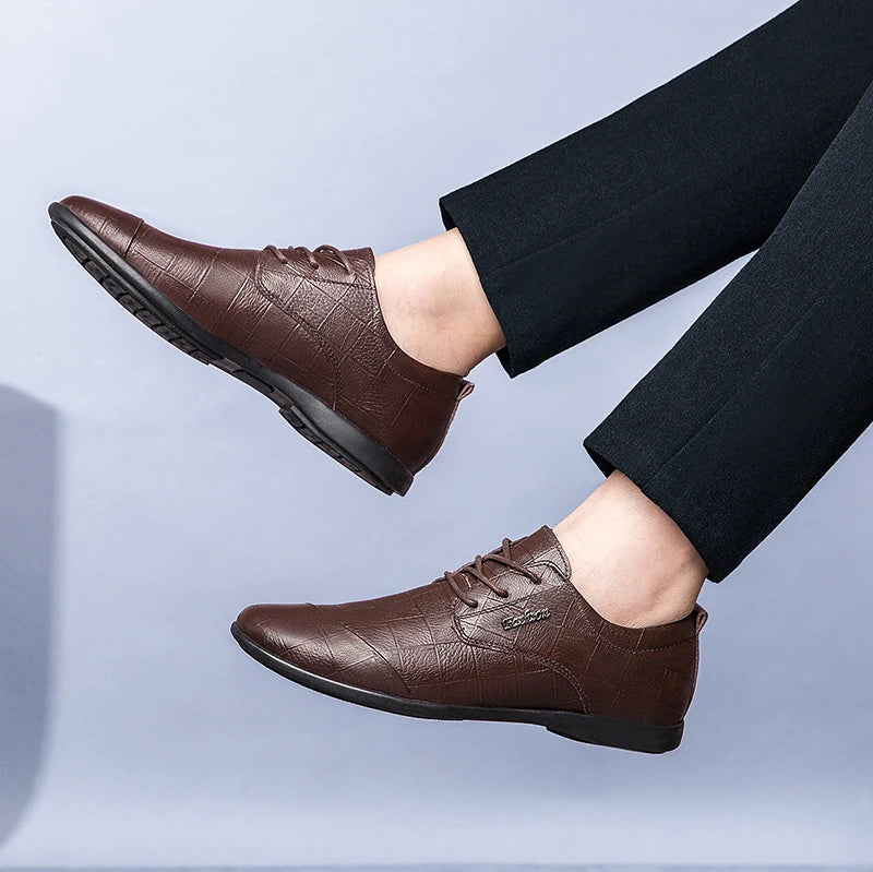 Luxury Business Oxford Genuine Leather Shoes Men Breathable Formal Dress Shoes Male Office Wedding Flats Footwear Evening Dress