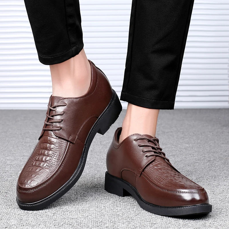 Luxury Brand Men Casual Flats Genuine Leather Business Oxford Shoes Antiskid Gentleman Shoes Crocodile Pattern Formal Dress Shoe