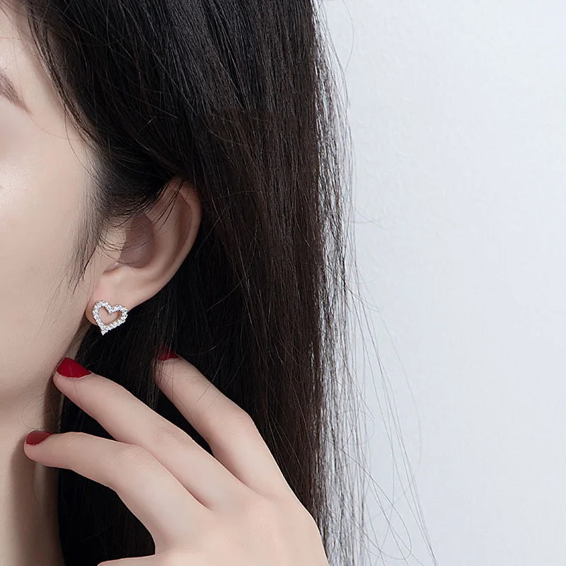 Real Moissanite Diamond Stud Earrings for Women S925 Sterling Silver White Gold Plated Earring Ear Studs Fine Jewelry Gift