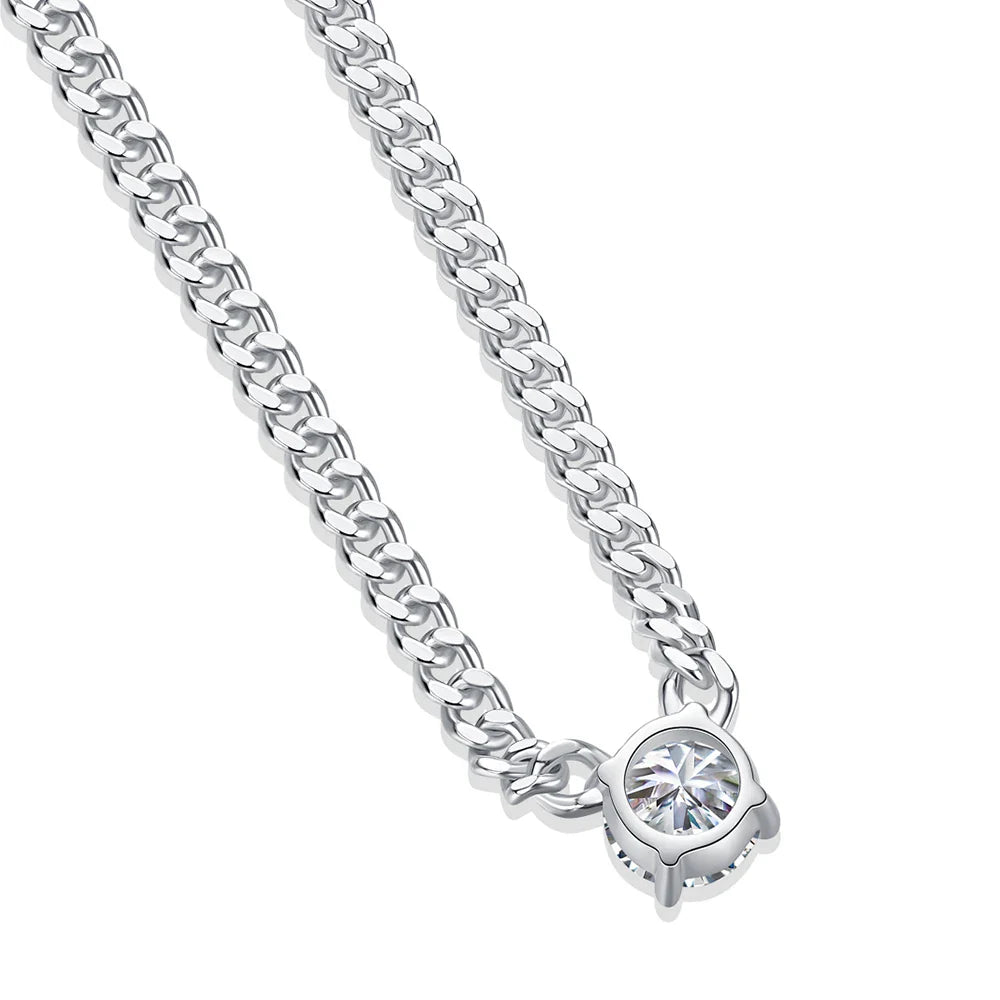 100% 925 Silver Cuban Chain Necklace 1CT 2CT 3CT Moissanite Pendant Necklaces for Women Men Plated 18k Gold Jewelry with GRA