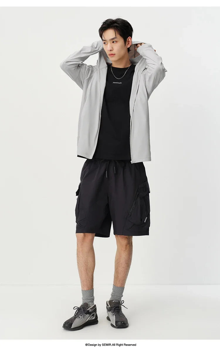 Men Jacket UV Protection Cool Feeling Breathable Knit Elastic Hooded 2026 Summer Comfortable Outdoor Fashion Top
