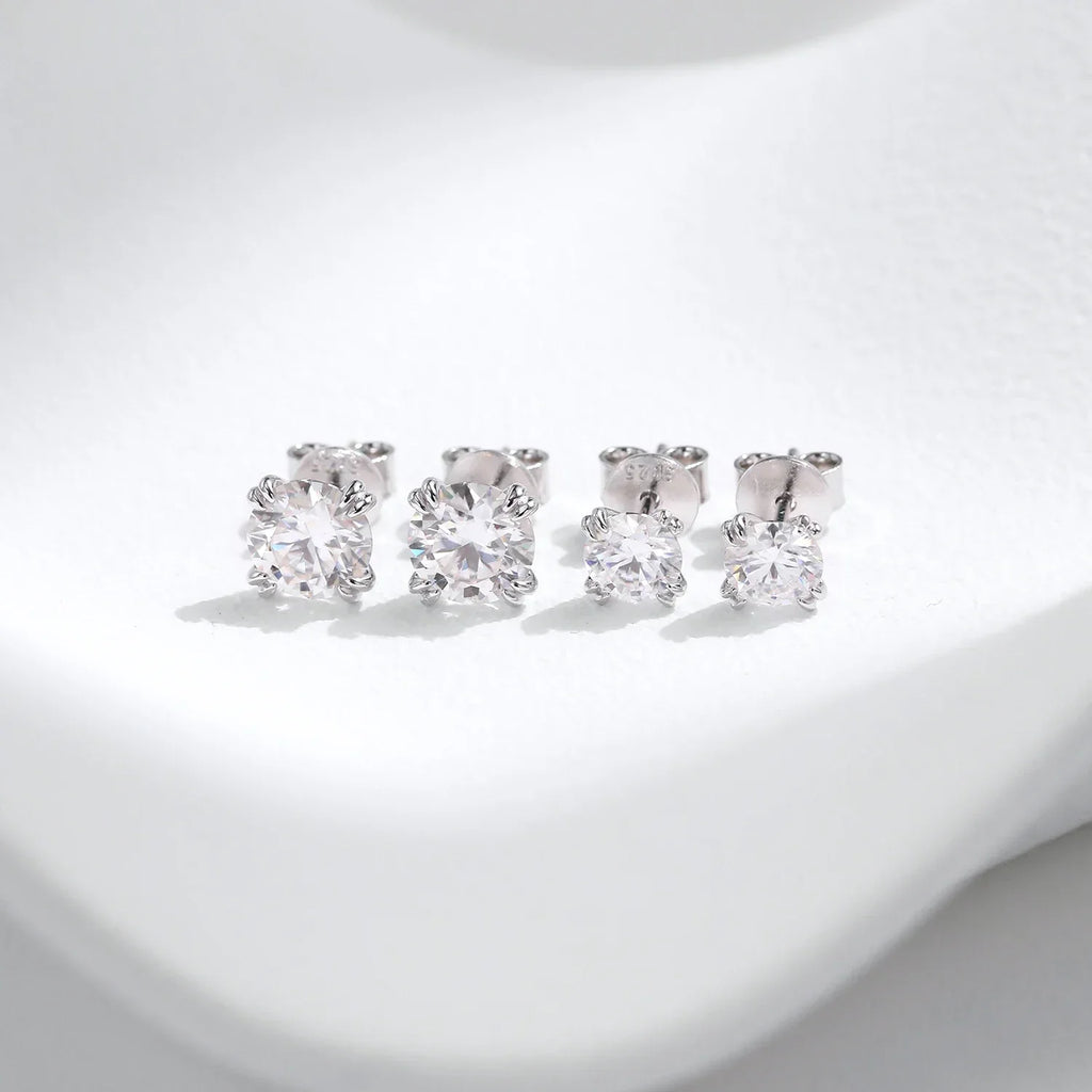 D Color 1CT Moissanite Stud Earrings 925 Sterling Silver Brilliant Round Cut Lab Created Diamond Jewelry For Women