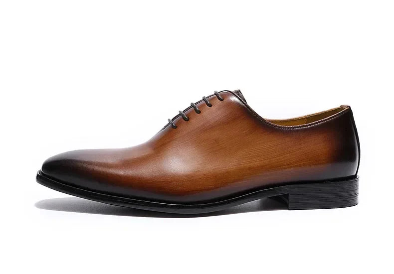 Designer Genuine Leather Mens Wholecut Oxford Shoes Luxury Brand Black Brown Dress Shoes for Business Office Formal Wear