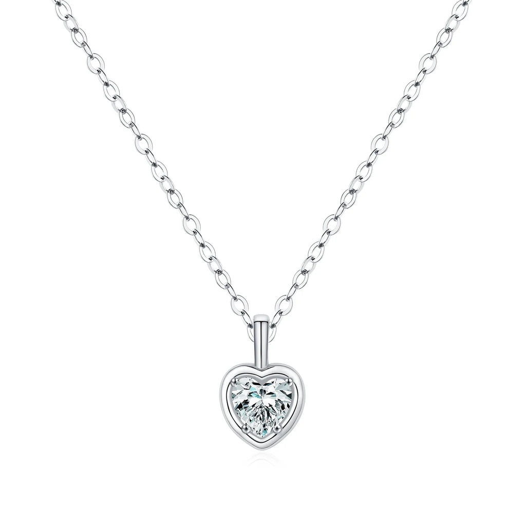 925 Sterling Silver Delicate Sweet Heart Zirconia Wedding Link Chain Pendant Necklace For Women Daily Fine Jewelry
