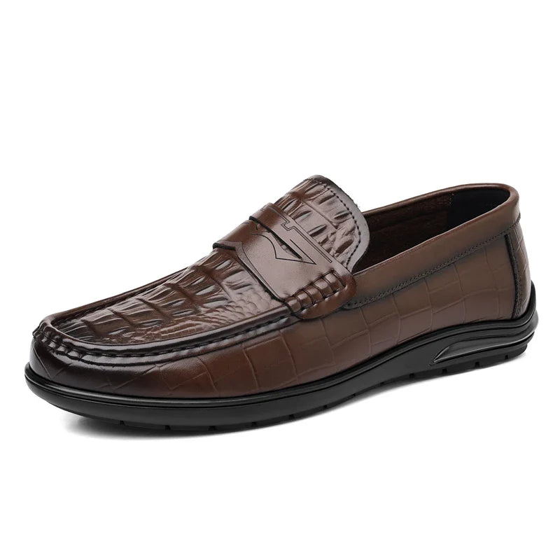 Mens Leather Mens Loafers Non Slip Walking Flats Breathable Driving Shoes Outdoor Slip on Casual Shoes Man Work Office Sneakers