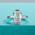3ct D Color Oval Moissanite Engagement Ring 925 Sterling Silver Half Bezel Setting Solitaire Promise Rings for Women