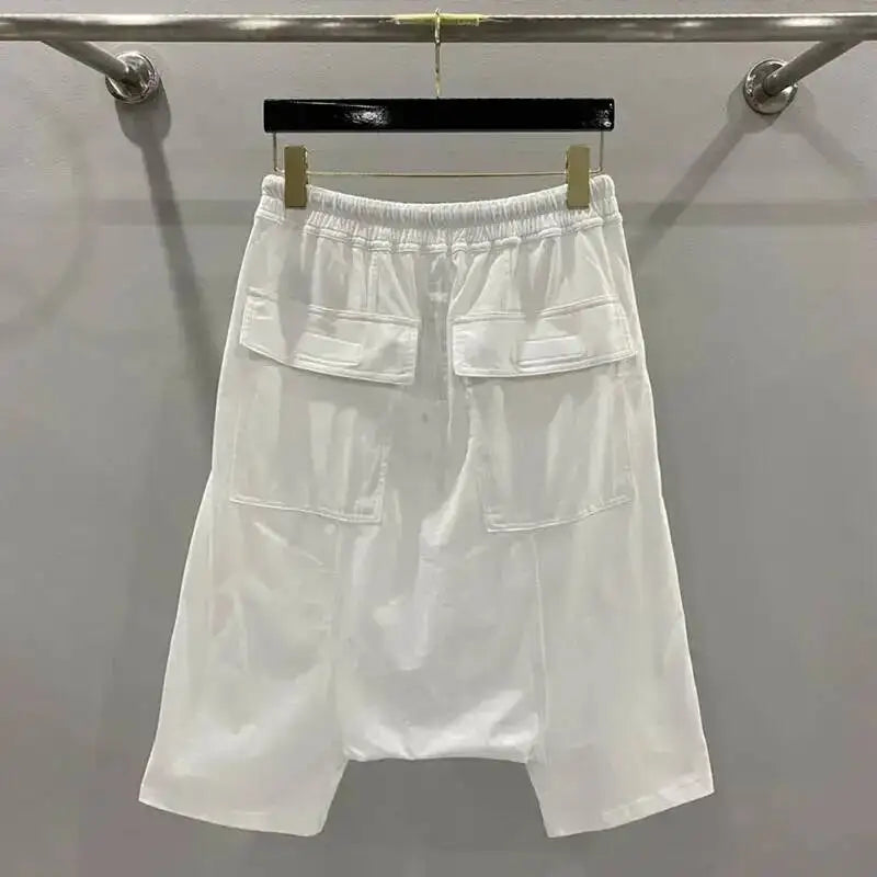 Summer New Men's Tide Y2K Original Design High Street cotton Fashion Punk Dark Casual Loose Cropped Pants Shorts Ins HK5611