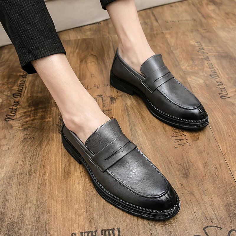 Premium Silver Business Shoes Men's Oxford Shoes Leather Brand Loafers Slip on High Quality Wedding Loafers Soft Sole Dress Shoe