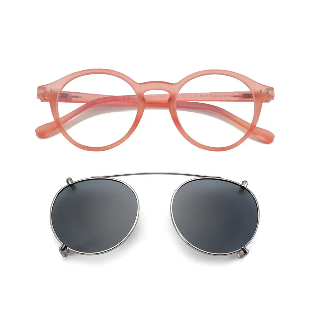 Steampunk Style Glasses (Anti Blue Light Blocking Eyewear) + Clip Lenses（Polarized Sunglasses Clips）for Women Men