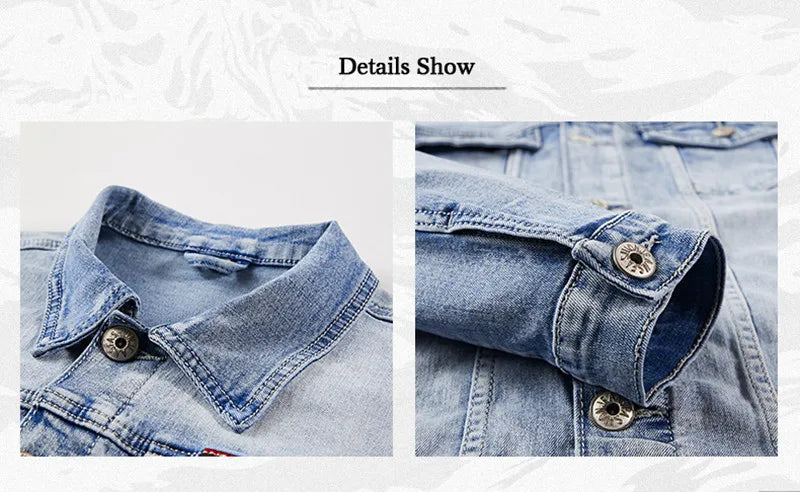 Spring Autumn Denim Suit Men's Slim Micro-stretch Two-piece Spring and Autumn Jacket Jeans
