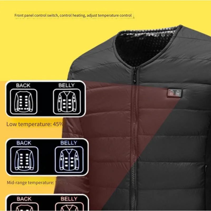 2025 Winter New Dual-Control Zone 22 Smart Heated Cotton Jacket Electric Heated Vest for Men