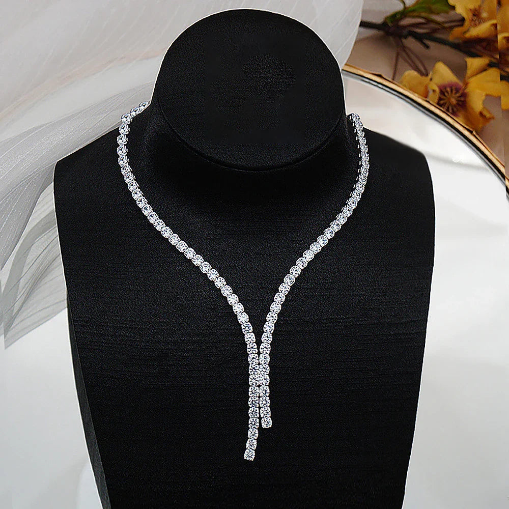Long Tassel Full Moissanite Diamond Necklace With  Certificate S925 Sterling Silver Plated 18k Gold Tennis Necklace For Women