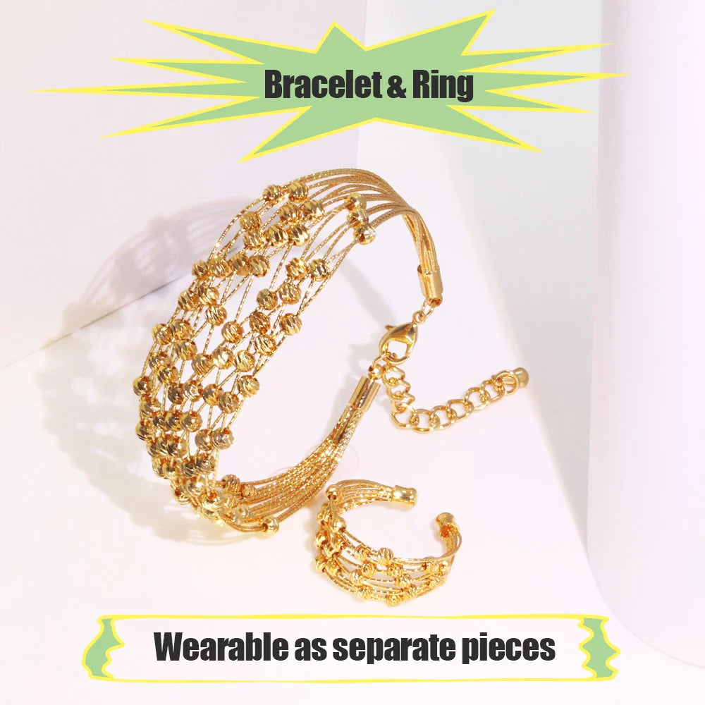 Handmade Women Jewelry Set Multi-layer 18K Gold Plated Beads Set Hight Quality Birthday Wedding Jewellery Accessories