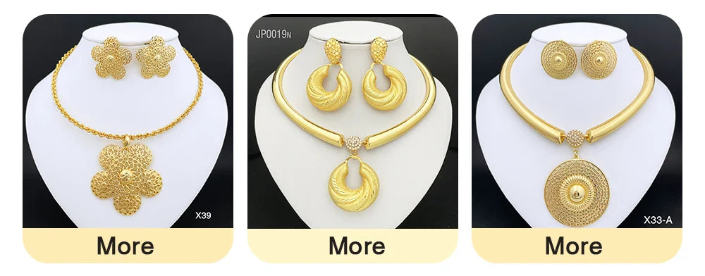 4Pcs Gold Color Rose Jewelry Set Exaggeration Big Drop Necklace Super Large Bracelet Long Earring Ring For Women Gift