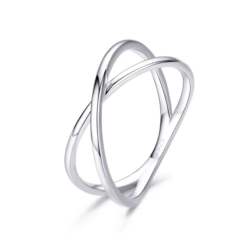 14K Gold Plated X Ring Dainty Minimalist 925 Sterling Silver Cross Ring for Women Promise Jewelry 2 Colors SCR543