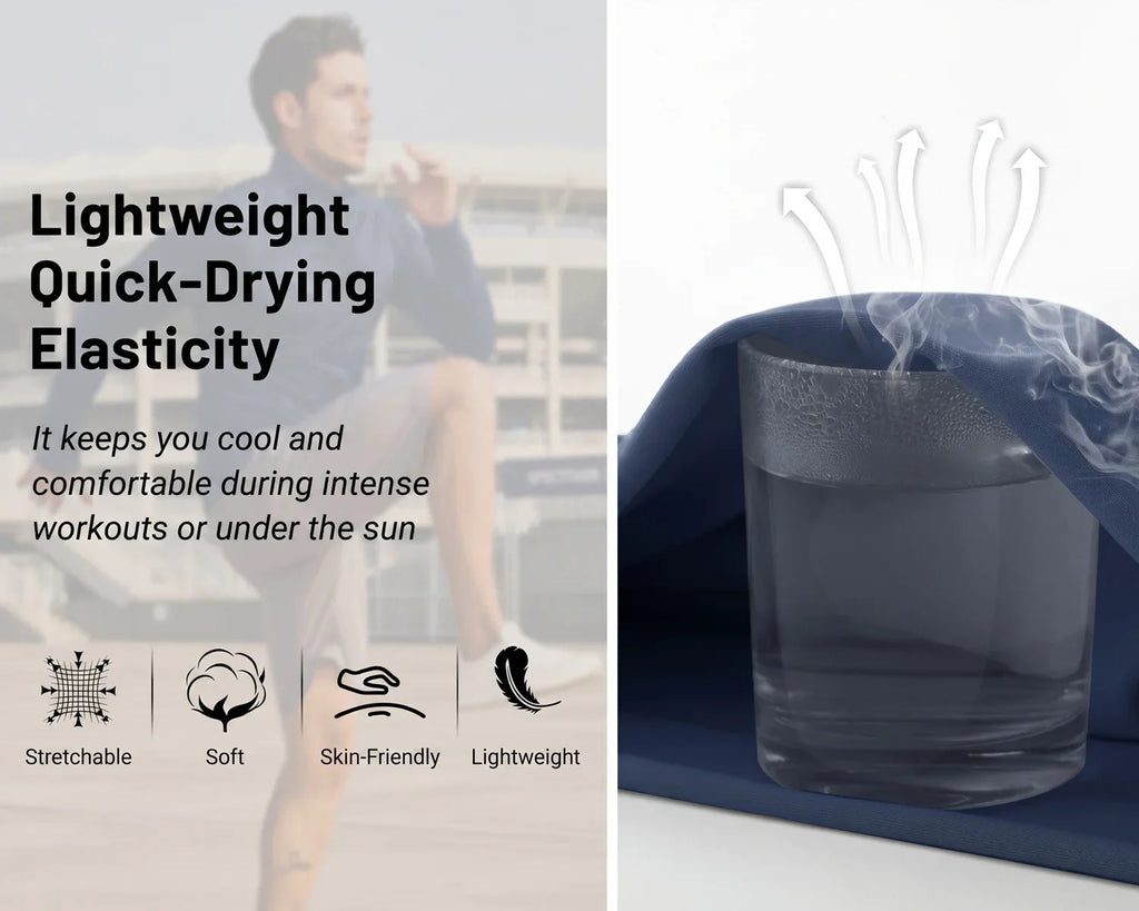 Men's Lightweight Long Sleeve T-Shirt UPF50+ Sun Protection Quick Dry Zip Neck Casual Summer Top
