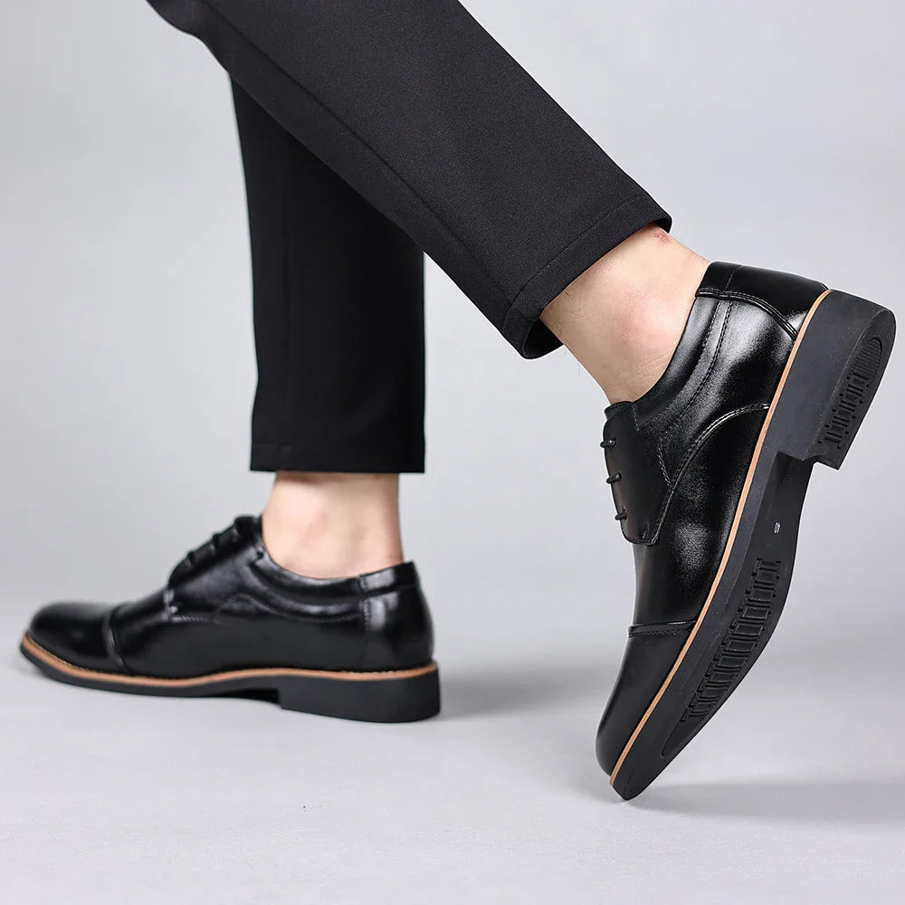 Men's Large Size Business Casual Single Shoes Comfortable Elegant Work Leather Shoes for Daily Wear