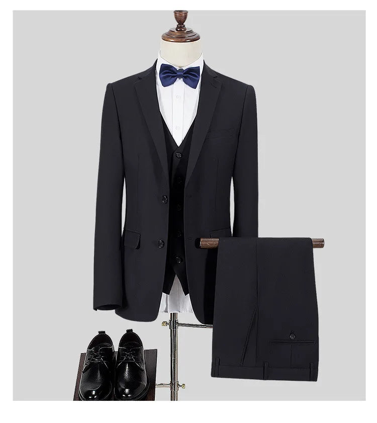 S-8XL Suit (Blazer+ Pants) Men's Fashion Casual Outdoor Gentleman Business Wedding Slim-fit Formal British Style Wedding Suit