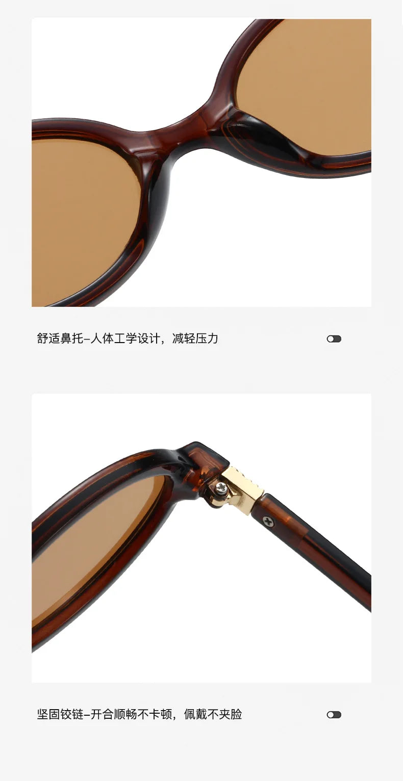 Fashion Oval Simple Literary Sunglasses Women Retro Small Frame Commuting Sunglasses Luxury Brand Design Travel Sunglasses UV400
