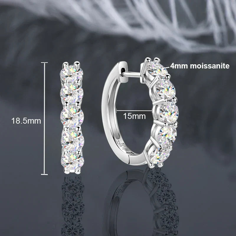 Hoops 100% 925 Sterling Silver Real 3mm Moissanite Stud Earrings For Women Sparkling Jewelry Gifts with Certificate Gifts