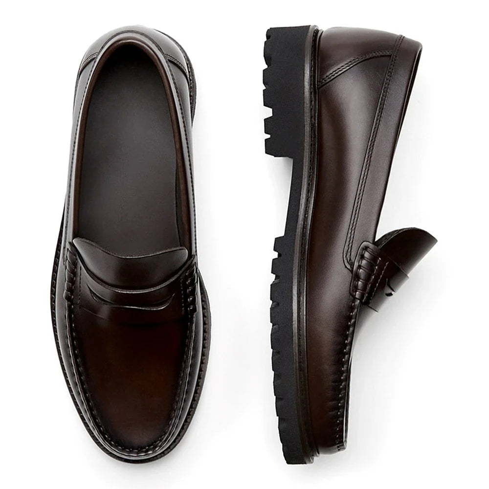 Handmade Men's Loafer Shoes High Quality Wear-Resistant Full Grain Leather Casual Shoes
