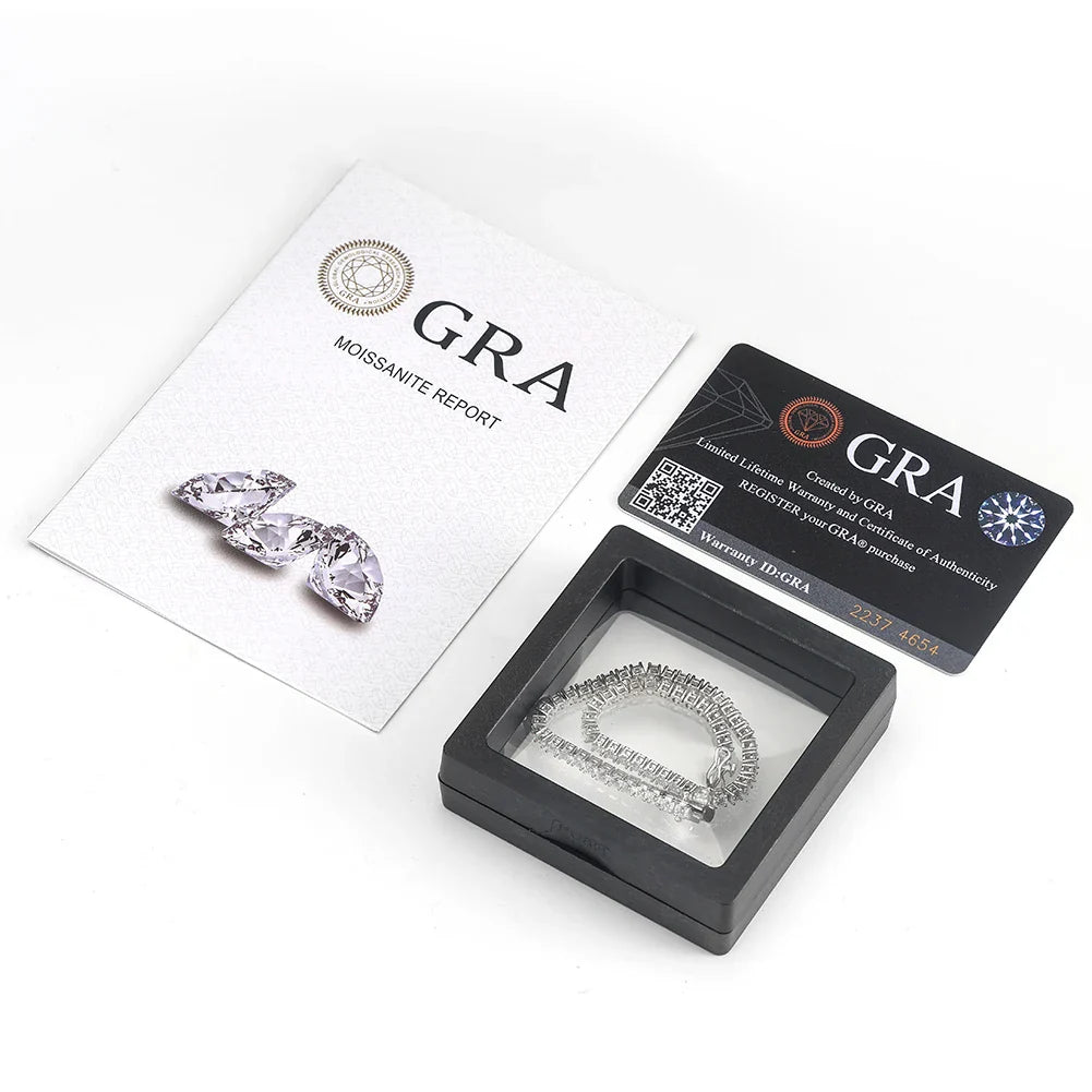 Classic Moissanite Diamond Tennis Necklace for Women 2/3/4mm 925 Silver Original GRA Certified Clavicle Chain MON01