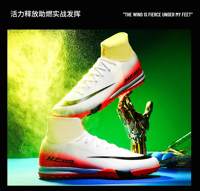 New Men Soccer Shoes Boys Cleats Adult Outdoor Breathable Football Boots Training Sport Long Spikes Non Slip Match Comfortable